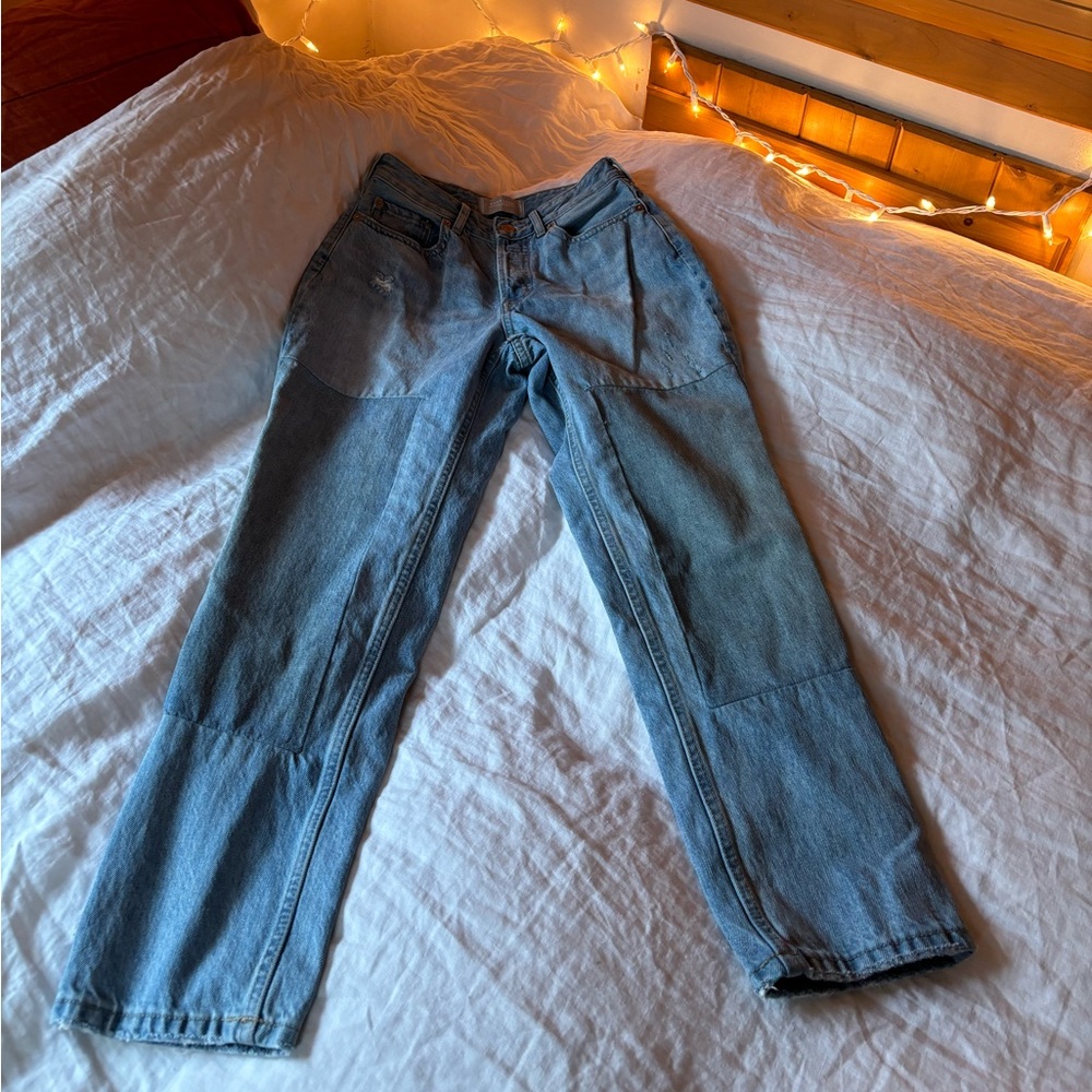 Everlane 90's Cheeky Straight Jean Patched Blue Previously Owned by Sofia Culpo
